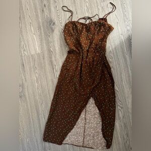 Zara Brown Dress with Green Dots